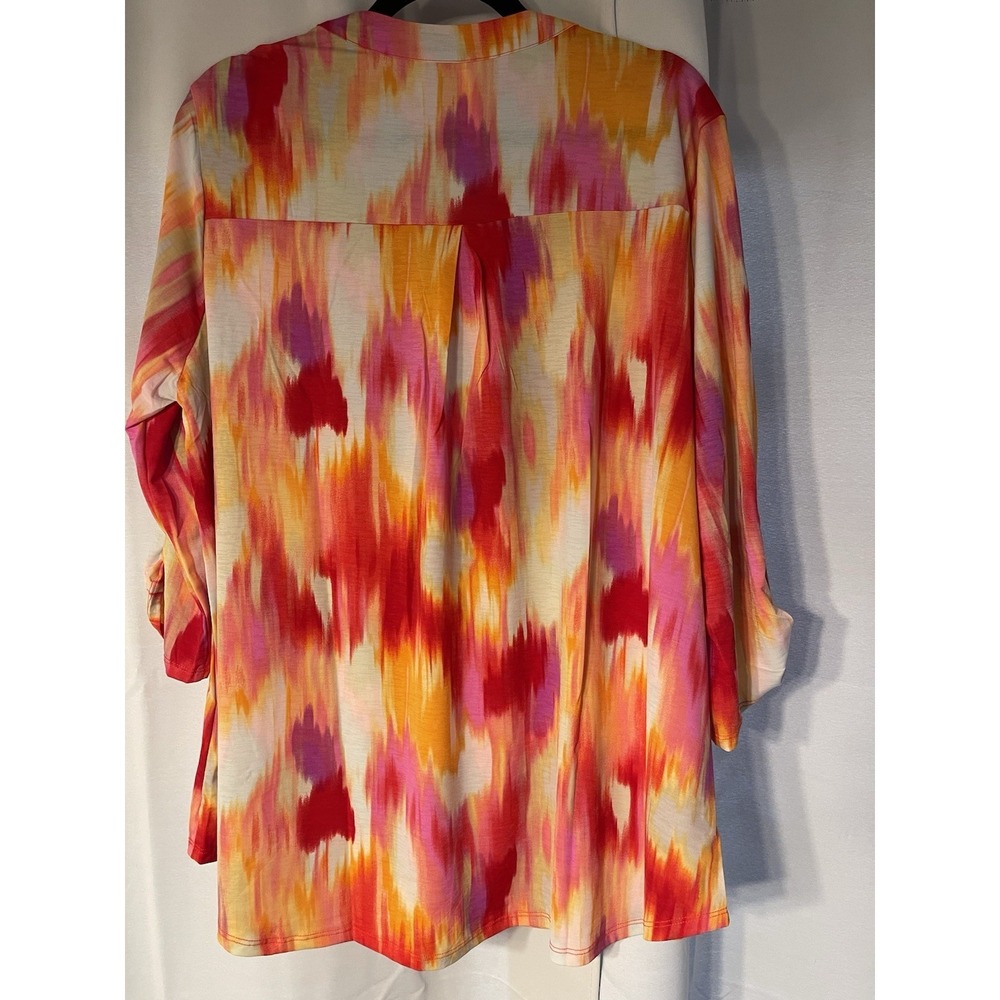 Dear Scarlett Plus Size Women's Top Blouse 3X Red Pink Orange NWT - Picture 4 of 4